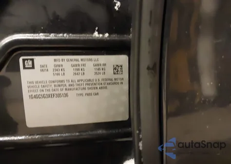 2014 Buick Lacrosse Leather Group z USA, uszkodzony, nr VIN 1G4GC5G3XEF305136